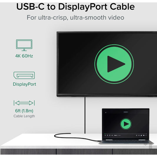 Plugable USB-C to DisplayPort Bi-Directional Adapter Cable, 6 ft (USBC-DP)