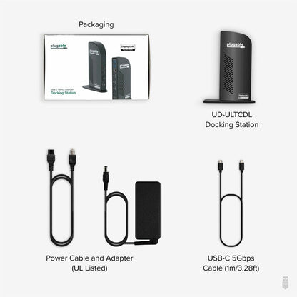Plugable UD-ULTCDL USB-C Triple Monitor Docking Station with 100W Power Delivery