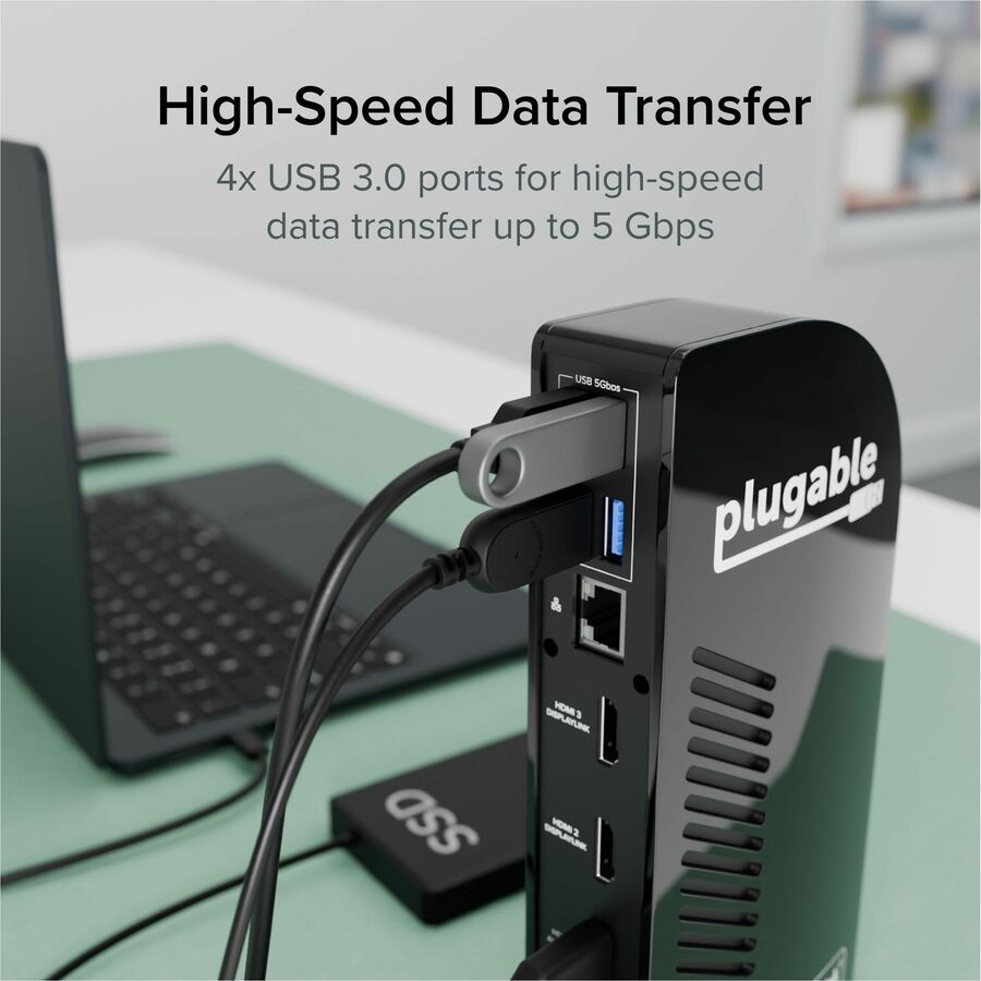 Plugable UD-ULTCDL USB-C Triple Monitor Docking Station with 100W Power Delivery