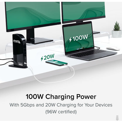Plugable UD-ULTCDL USB-C Triple Monitor Docking Station with 100W Power Delivery