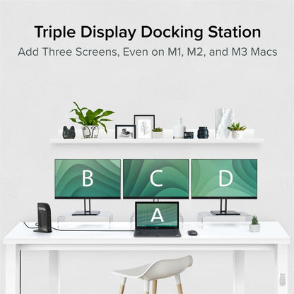 Plugable UD-ULTCDL USB-C Triple Monitor Docking Station with 100W Power Delivery