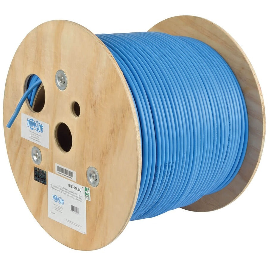 Eaton Tripp Lite Series Cat6a 10G Bulk Solid-Core PVC Ethernet Cable, Blue, 1000 ft