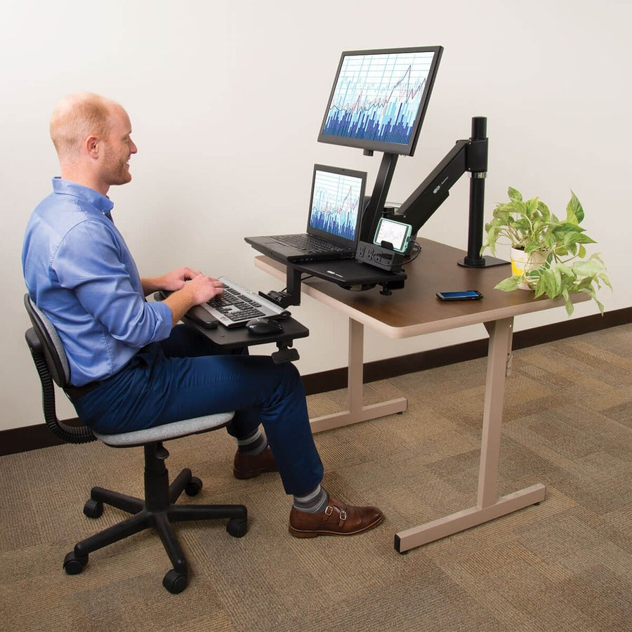 Eaton Tripp Lite WorkWise Single-Monitor Sit-Stand Desk Clamp Workstation WWSS1327CP