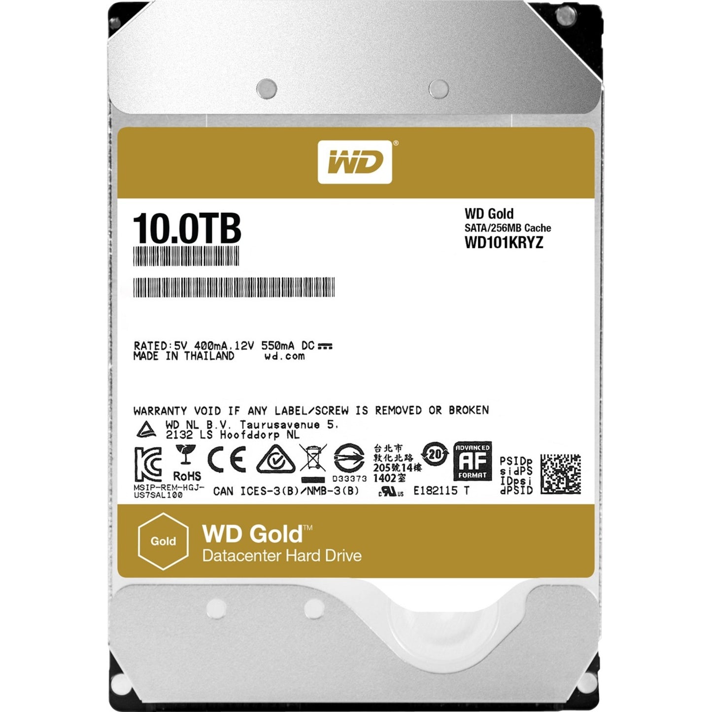 Western Digital WD Gold Part WD101KRYZ 10TB High-Performance Data Center Hard Drive