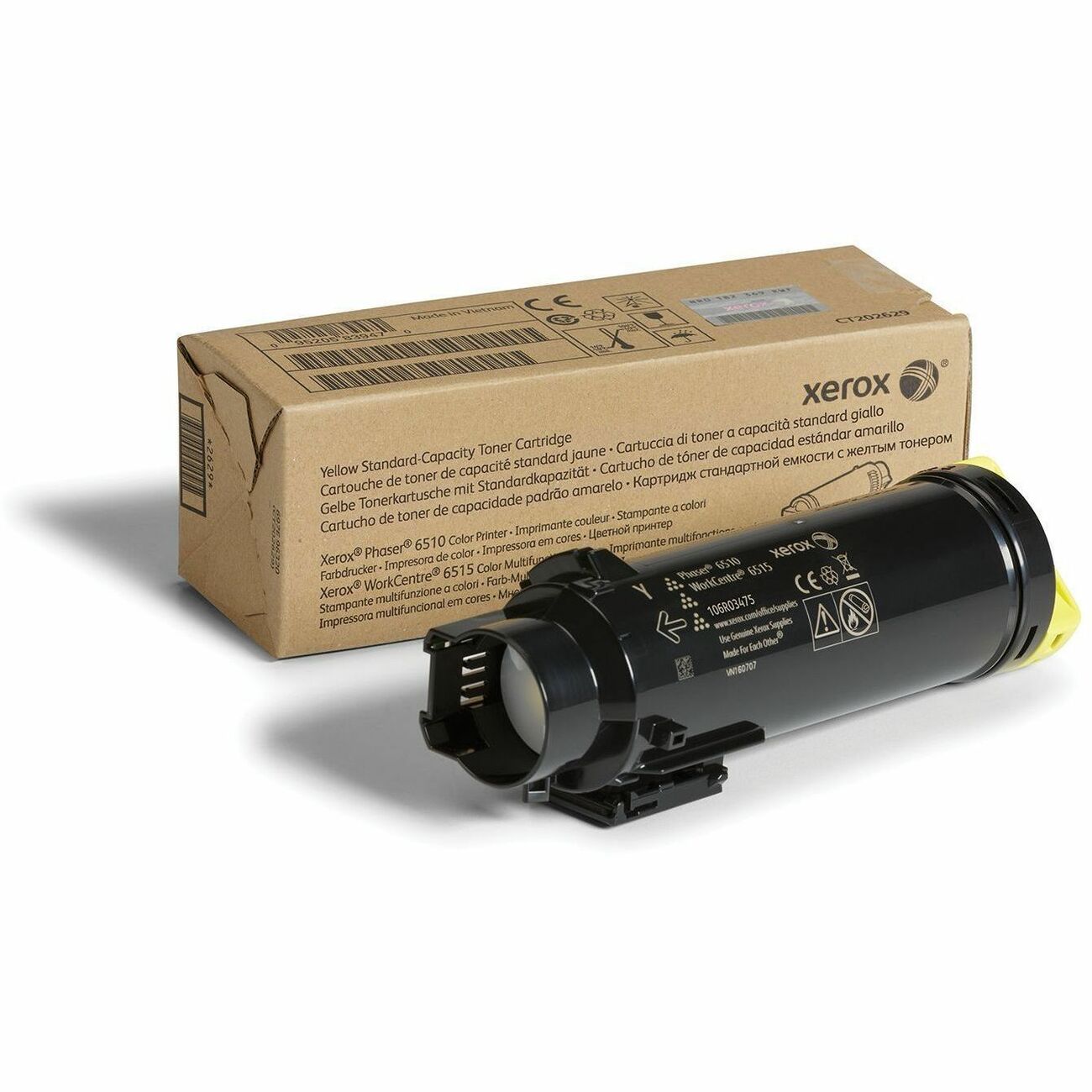 Xerox Genuine Phaser 6510 & WorkCentre 6515 Yellow Standard Capacity Toner Cartridge (106R03475) – 1000 Pages Yield