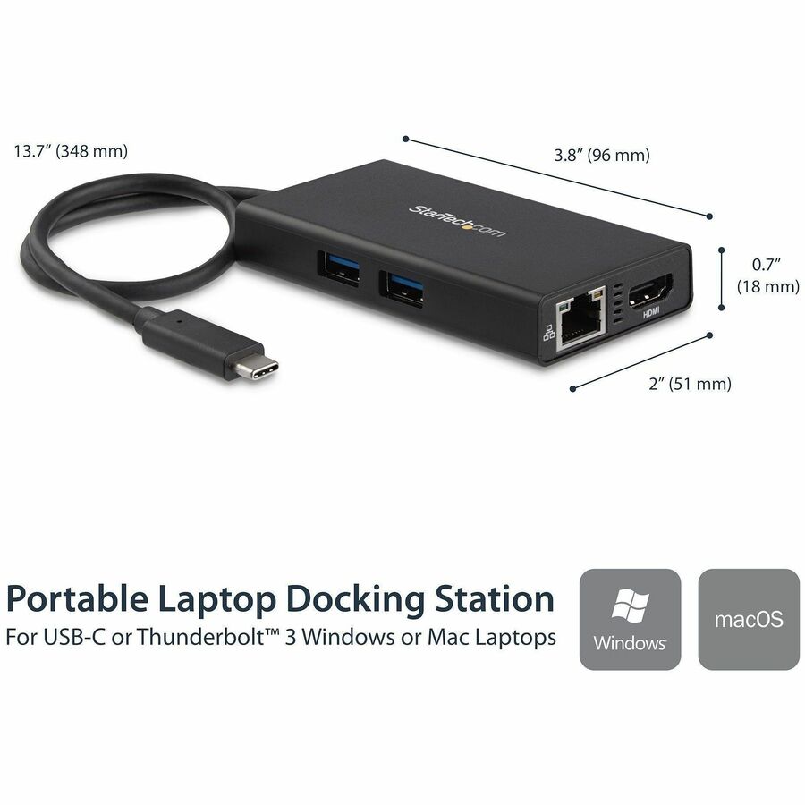 StarTech.com USB-C Multiport Adapter with 4K HDMI, Gigabit Ethernet, and 60W Power Delivery