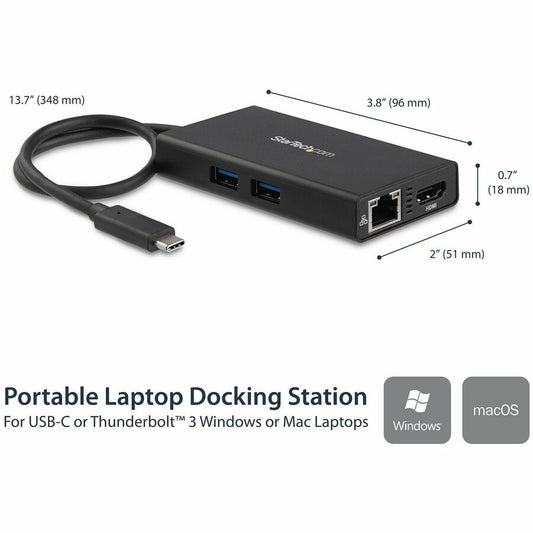 StarTech.com USB-C Multiport Adapter with 4K HDMI, Gigabit Ethernet, and 60W Power Delivery