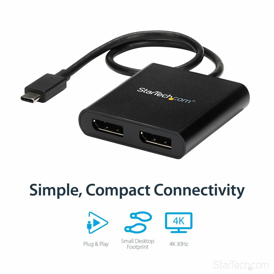 StarTech.com USB-C to Dual DisplayPort MST Hub Part MSTCDP122DP for Windows - 2-Port 4K UHD Multi-Monitor Splitter