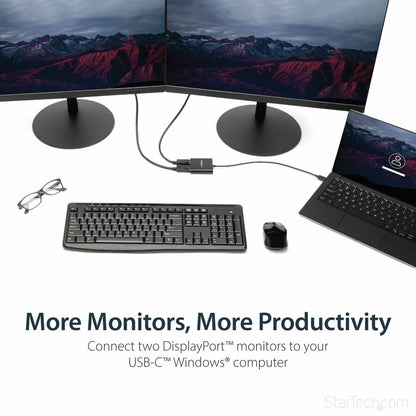 StarTech.com USB-C to Dual DisplayPort MST Hub Part MSTCDP122DP for Windows - 2-Port 4K UHD Multi-Monitor Splitter