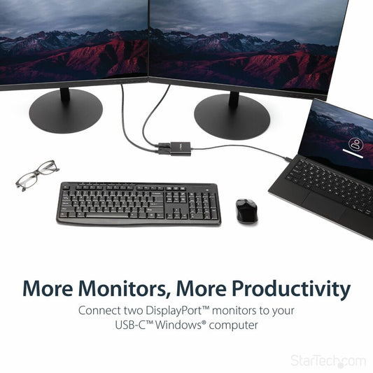 StarTech.com USB-C to Dual DisplayPort MST Hub Part MSTCDP122DP for Windows - 2-Port 4K UHD Multi-Monitor Splitter