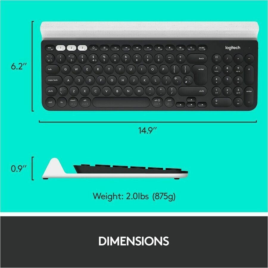 Logitech K780 Multi-Device Wireless Keyboard – Bluetooth & USB, White