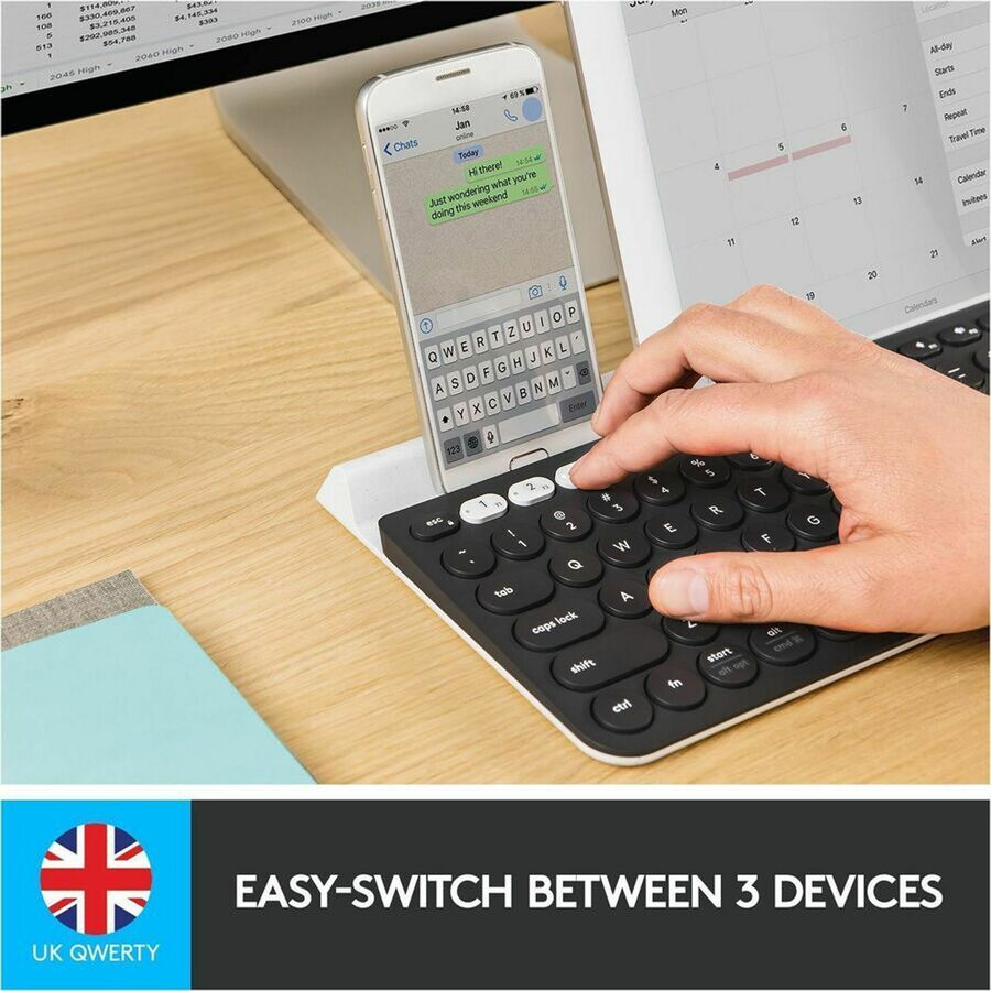 Logitech K780 Multi-Device Wireless Keyboard – Bluetooth & USB, White
