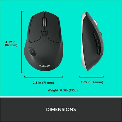 Logitech M720 Triathlon Multi-Device Wireless Mouse with Bluetooth and USB Receiver
