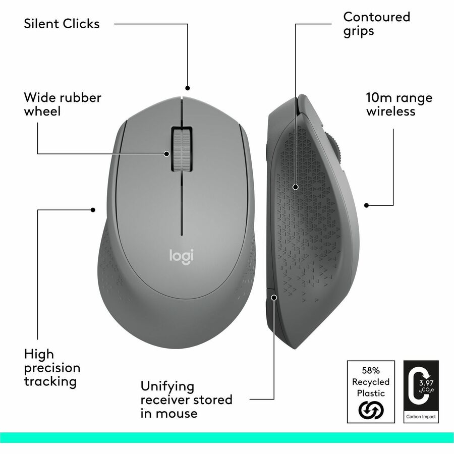 Logitech M330 SILENT PLUS Wireless Mouse – Quiet Optical Mouse with 24-Month Battery Life and Right-Hand Ergonomic Design