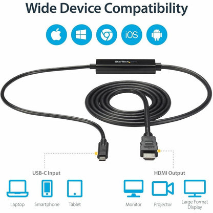StarTech.com USB-C to HDMI Adapter Cable - 6 ft / 2m - 4K Ultra HD at 30Hz - Compatible with Thunderbolt 3 Devices