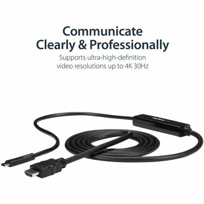 StarTech.com USB-C to HDMI Adapter Cable - 6 ft / 2m - 4K Ultra HD at 30Hz - Compatible with Thunderbolt 3 Devices