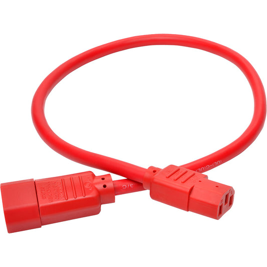 Eaton Tripp Lite Series Heavy-Duty Power Extension Cord P005-002-ARD, C13 to C14, 2 ft, 15A 250V Red
