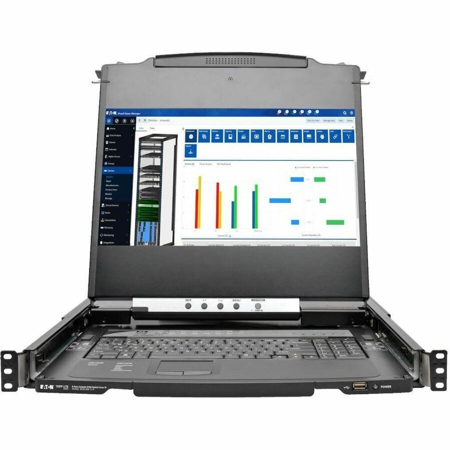 Eaton Corporation Tripp Lite B030-008-17-IP NetDirector 8-Port 1U Rack-Mount HDMI KVM Console with 17-Inch LCD and IP Remote Access