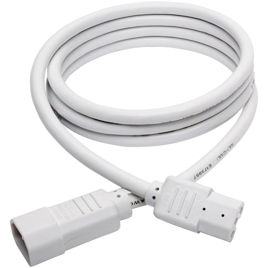 Eaton Tripp Lite Series Power Cord C14 to C15, 6 ft, 15A, 250V, White - Heavy-Duty Computer Power Cable