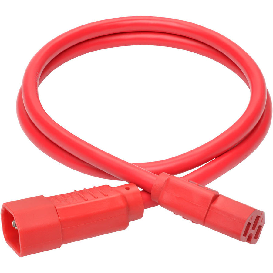 Eaton Tripp Lite Series Power Cord C14 to C15 - Heavy-Duty 3 ft. Red 15A 250V Power Cable