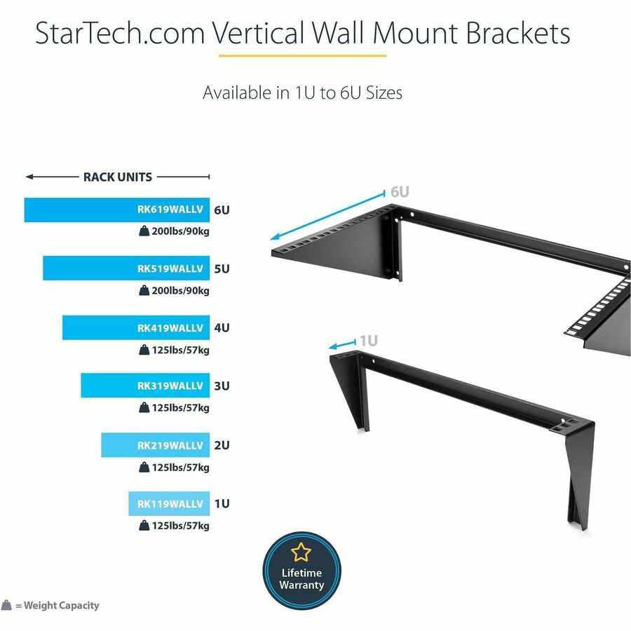 StarTech.com 6U Vertical Wall-Mount Server Rack with Solid Steel Construction