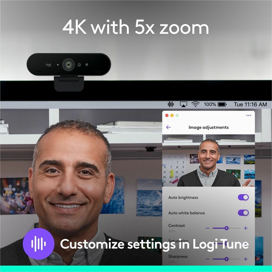 Logitech Brio 4K Ultra HD Webcam with RightLight 3 and HDR for Business