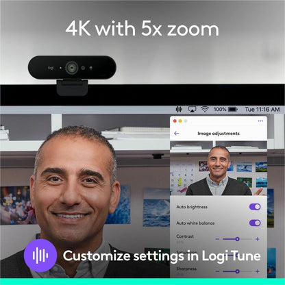 Logitech Brio 4K Ultra HD Webcam with RightLight 3 and HDR for Business