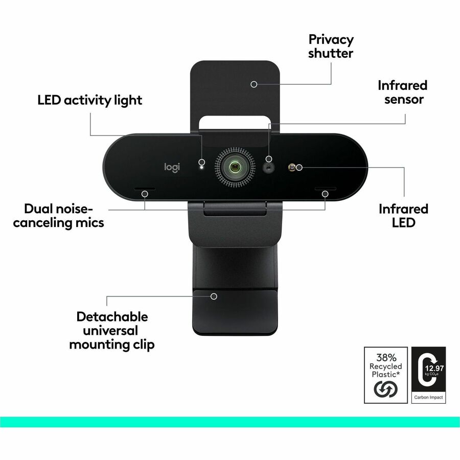 Logitech Brio 4K Ultra HD Webcam with RightLight 3 and HDR for Business