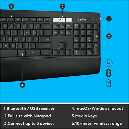 Logitech MK850 Performance Wireless Keyboard and Mouse Combo – Multi-Device & Multi-OS Support