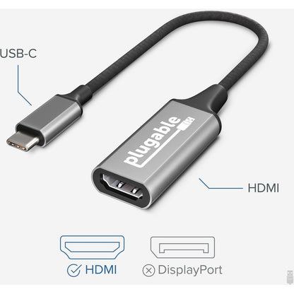 Plugable USB-C to HDMI Adapter (USBC-HDMI) for 4K Displays - Thunderbolt 3 and USB4 Compatibility