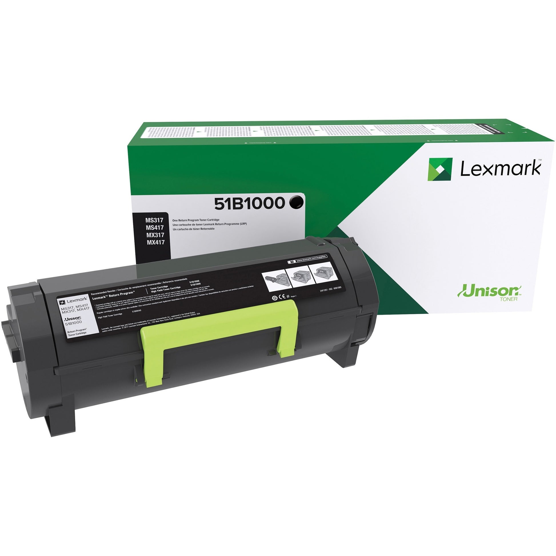 Xerox Corporation Lexmark Original Laser Toner Cartridge – Black, Part #51B1000 for Lexmark MS317dn and More