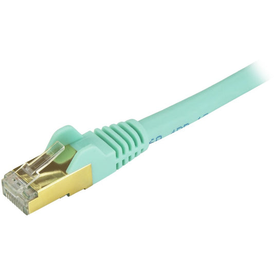 StarTech.com 7 ft. Cat6a Ethernet Patch Cable - Shielded, Snagless, 10GbE, 100W PoE Support - Aqua