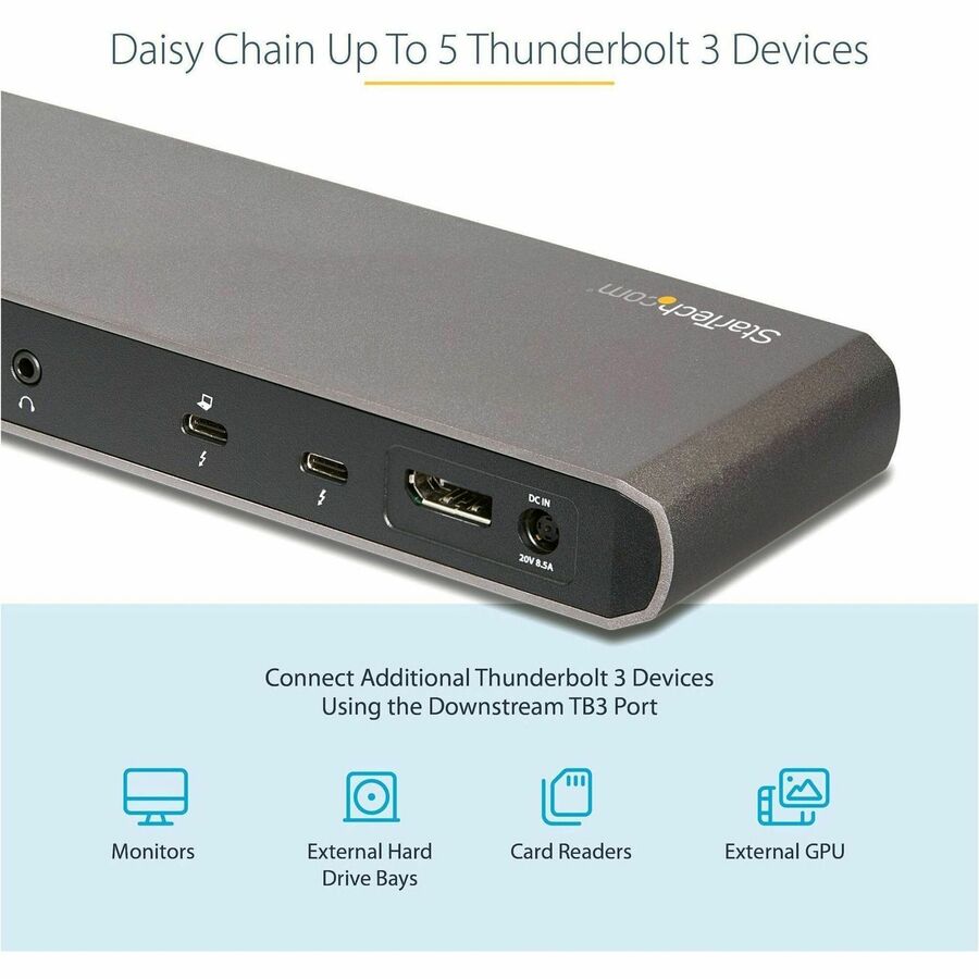 StarTech.com Thunderbolt 3 Dock - Dual 4K Monitor Laptop Docking Station with Power Delivery and USB 3.0 Ports