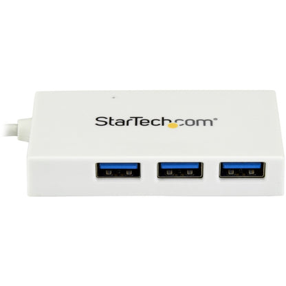 StarTech.com 4-Port USB-C Hub with 1 USB-C & 3 USB-A Ports - Compact USB 3.0 Hub for MacBook, Windows, Linux - White