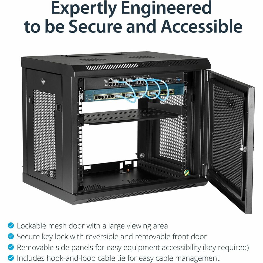 StarTech.com 9U Wall-Mount Server Rack Cabinet - 15 in. Deep, Black