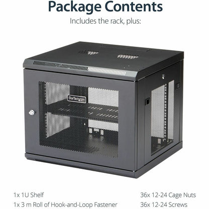 StarTech.com RK920WALM 9U Wall-Mount Server Rack Cabinet - Adjustable Depth Up to 19 Inches