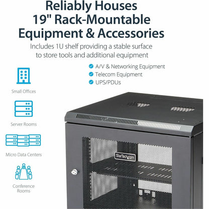 StarTech.com RK920WALM 9U Wall-Mount Server Rack Cabinet - Adjustable Depth Up to 19 Inches