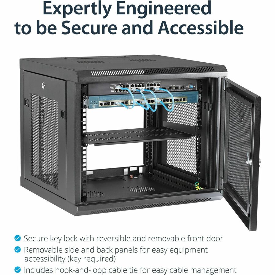 StarTech.com RK920WALM 9U Wall-Mount Server Rack Cabinet - Adjustable Depth Up to 19 Inches