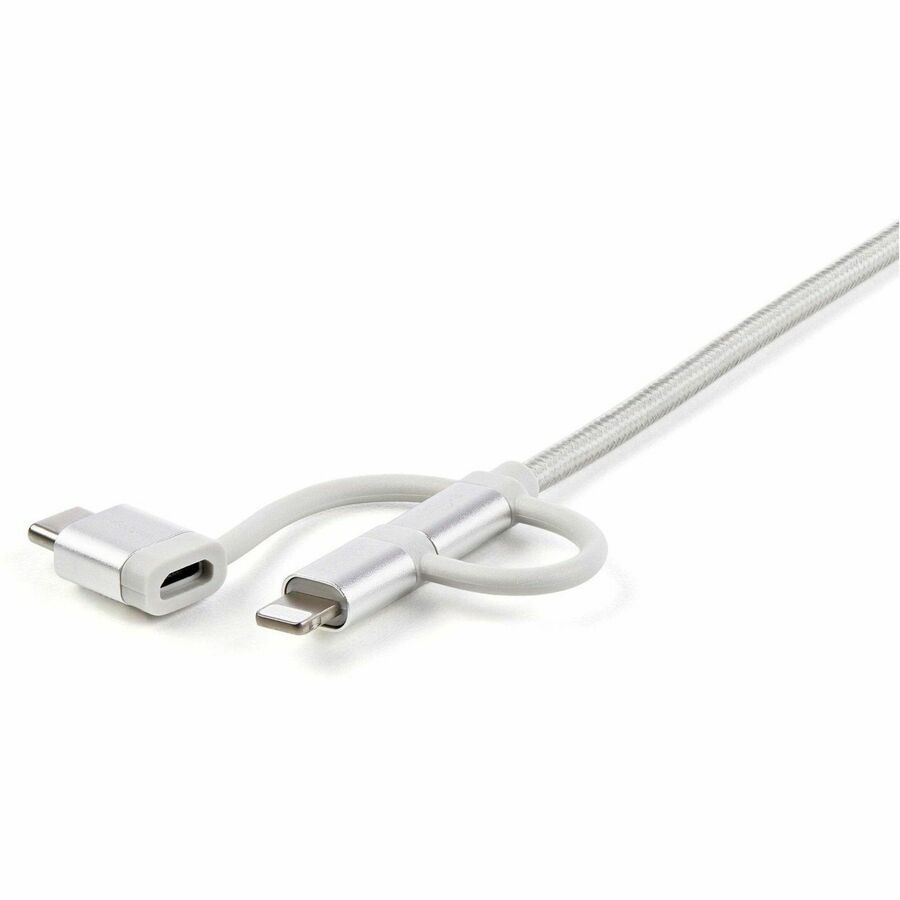 StarTech.com 1m USB Multi Charger Cable - Braided Nylon, MFi Certified, USB 2.0, 3-in-1 Micro USB, USB-C, Lightning