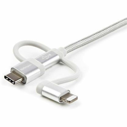 StarTech.com 1m USB Multi Charger Cable - Braided Nylon, MFi Certified, USB 2.0, 3-in-1 Micro USB, USB-C, Lightning