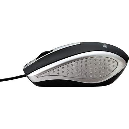 Verbatim Corded Notebook Optical Mouse - Silver with High-Resolution Tracking and Scroll Wheel