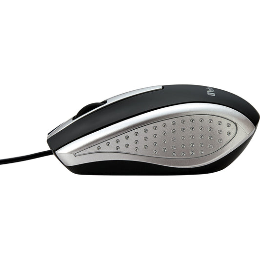 Verbatim Corded Notebook Optical Mouse - Silver with High-Resolution Tracking and Scroll Wheel