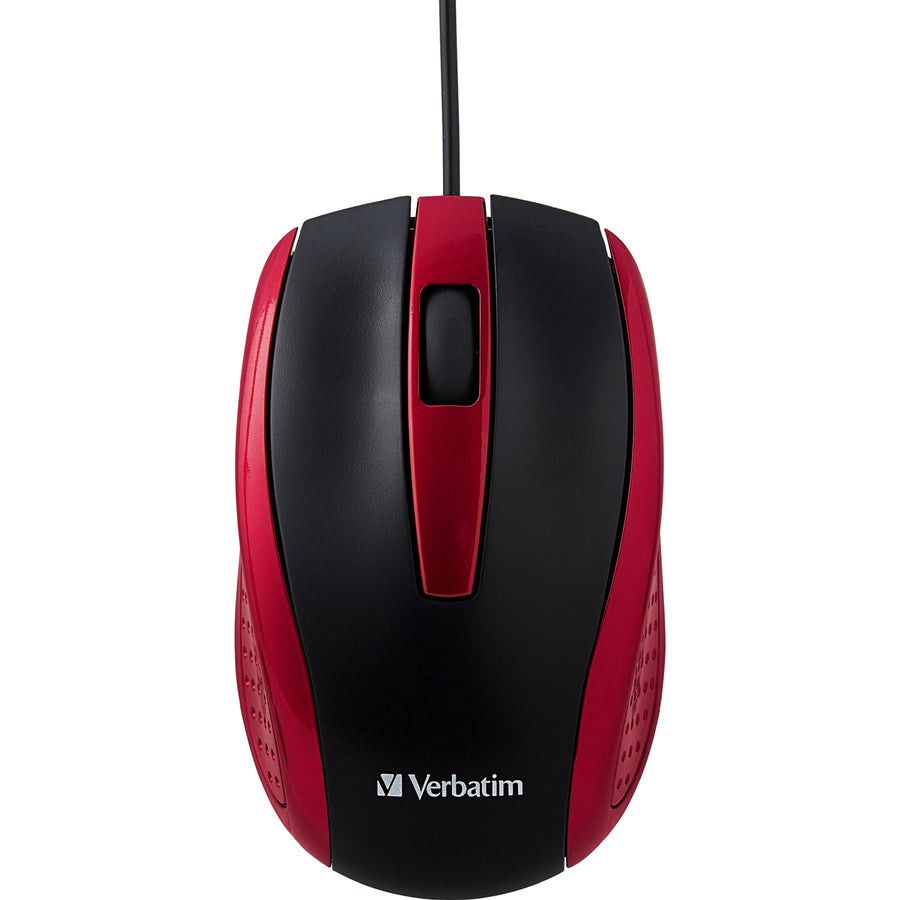 Verbatim America, LLC Corded Notebook Optical Mouse - Red (Part #99742)