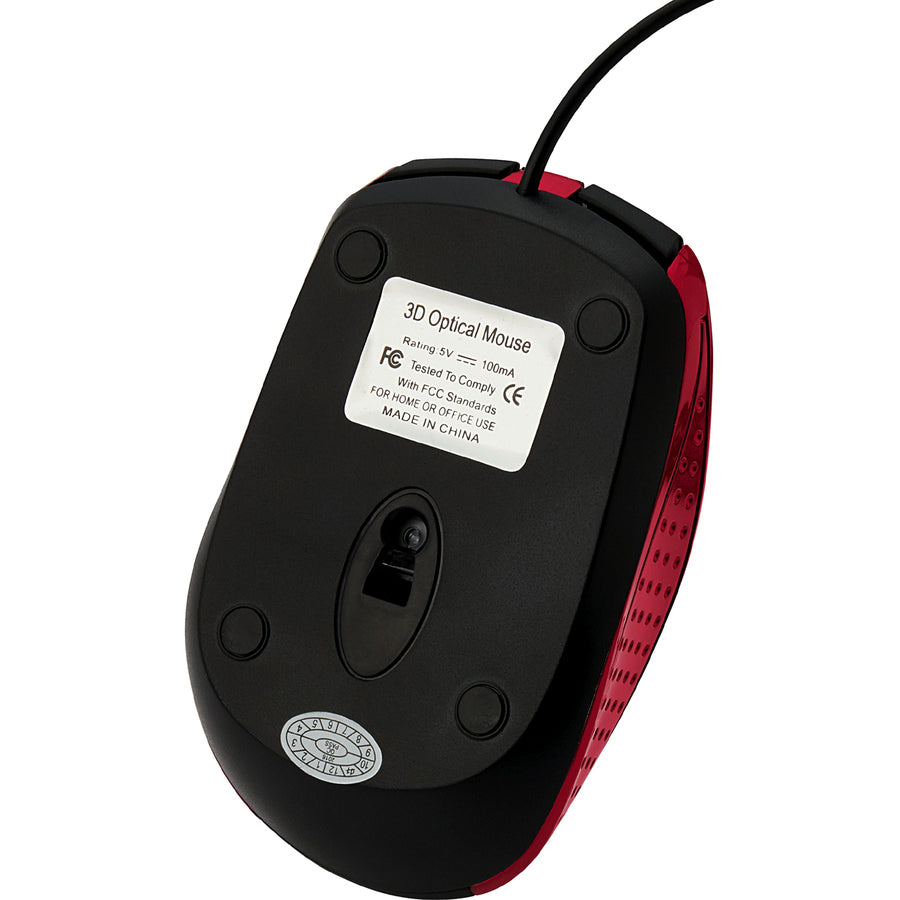 Verbatim America, LLC Corded Notebook Optical Mouse - Red (Part #99742)