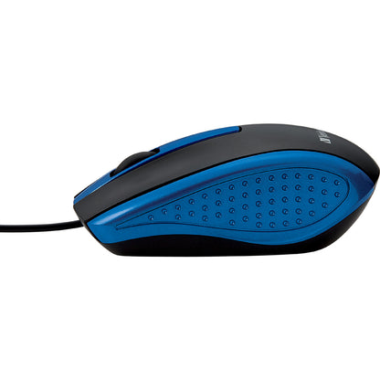 Verbatim Corded Notebook Optical Mouse - Blue with High-Resolution Tracking and Ergonomic Design