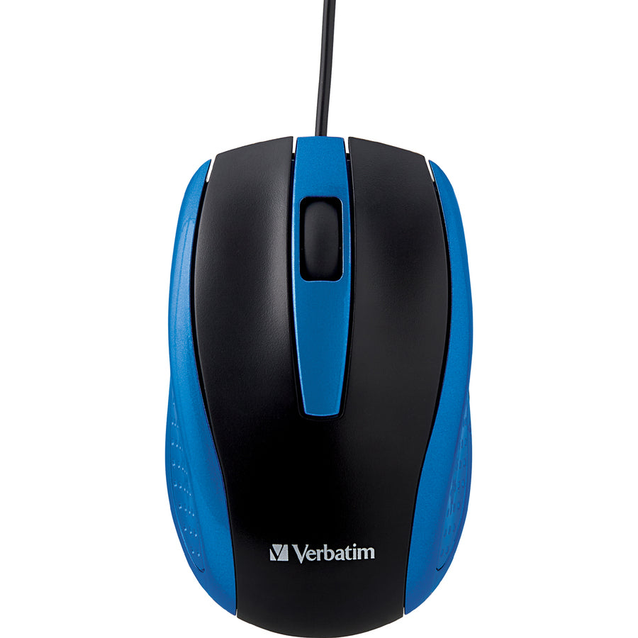 Verbatim Corded Notebook Optical Mouse - Blue with High-Resolution Tracking and Ergonomic Design