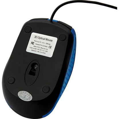 Verbatim Corded Notebook Optical Mouse - Blue with High-Resolution Tracking and Ergonomic Design