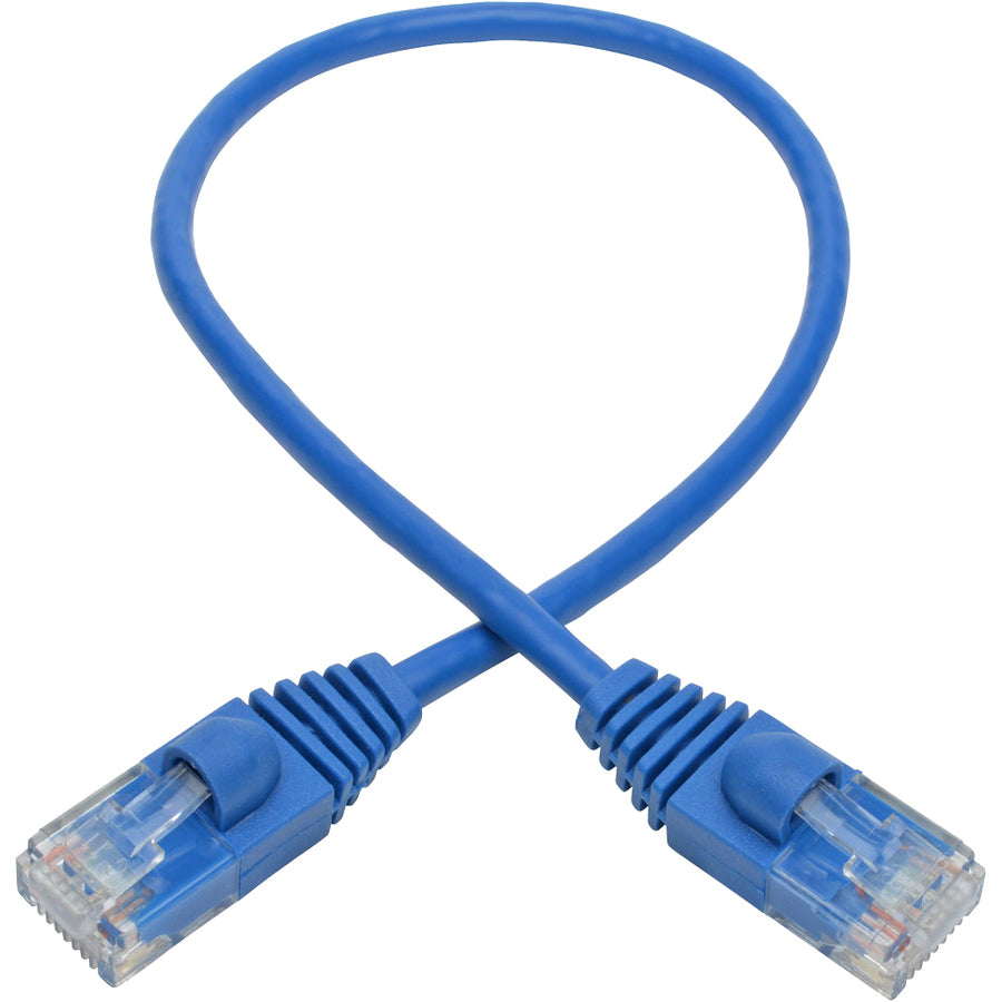 Eaton Tripp Lite Series Cat6a 10G Snagless Molded Slim UTP Ethernet Patch Cable, 1 ft, Blue