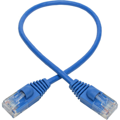 Eaton Tripp Lite Series Cat6a 10G Snagless Molded Slim UTP Ethernet Patch Cable, 1 ft, Blue