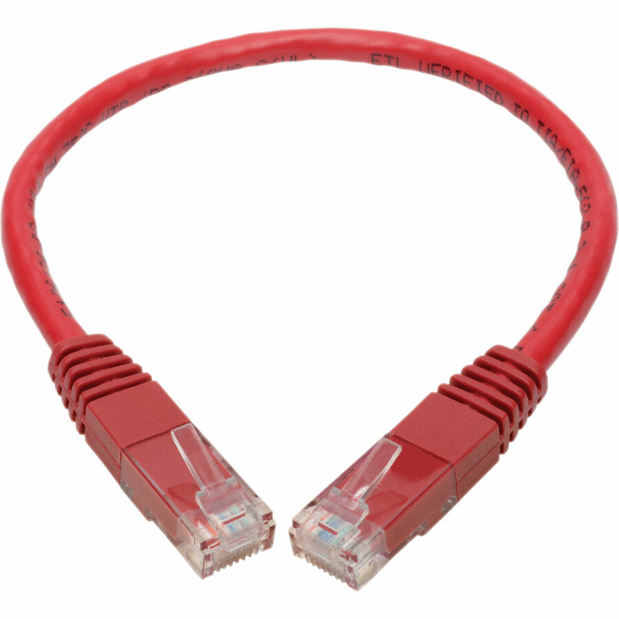 Eaton Tripp Lite Series Cat6 Gigabit Ethernet Patch Cable, 1 ft, Red, RJ45 Male to Male — High-Speed, Flawless Signal